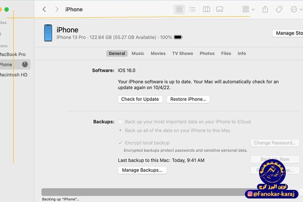بک آپ گرفتن از آیفون با itunes