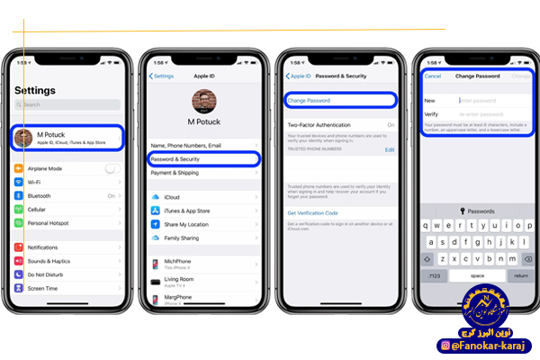 عوض کردن پسورد Apple ID در گوشی های ایفون